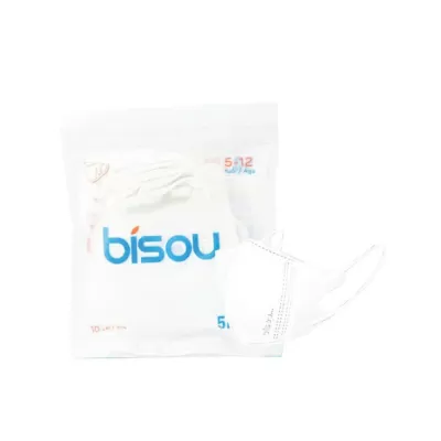 Khẩu Trang 5D Kids Bisou (05-12 Tuổi) Trắng Bịch 10 Cái